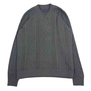 THE FLAT HEAD ザフラットヘッド CL-KT002 Club Labe クラブレーベル COTTON KNIT V NECK コットン Vネック ニット グレー系 S【中古】