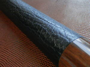 牛革 ワイルドな型押し 鮫・サメ・シャーク風 ブラック ビリヤード 本革 レザー グリップ
