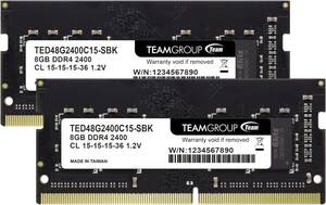 8GBx2枚 Team ノートPC用 SO-DIMM DDR4 2400MHz PC4-19200 8GBx2枚組 16GBkit