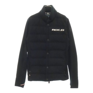 MONCLER GRENOBLE モンクレールグルノーブル ロゴプリントフリース素材フロントダウンジャケット ブラック I20978G00005