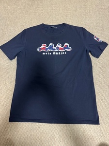 muta ムータ ３〜5回着用美品 Tシャツ USED① ネイビー サイズ６ M/L 半袖 クルーネック ストレッチ素材 碇デザイン ムータマリン 