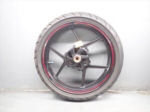 β240629-2 カワサキ ニンジャ250R EX250K (H22年式) 始動動画有 純正 フロントホイール 振れ無し！リム傷有り！タイヤ付き 8分山残！