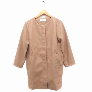 ショコラフィネローブ chocol raffine robe ノーカラー コート アウター ミドル丈 無地 シンプル F ベージュ /FT12 レディース