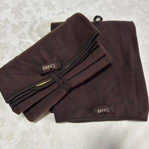 【未使用品】FANCL/ファンケル　大判　あったか　ブランケット　ひざ掛け　フリース素材　非売品　2枚　茶×黄　90×140cm