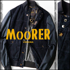 希少レザーモデル■定価381,600円■新品【MOORER】ムーレー/KANT-KMU/ダークネイビー/レザーコンビバルスタードライビングジャケット50