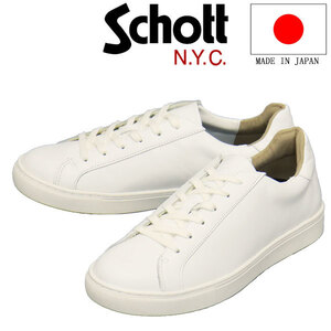 Schott (ショット) S23005 Lace up Sneaker レースアップ レザースニーカー White 日本製 SCT011 約27.5cm