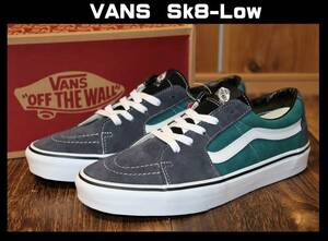 送料無料 即決【未使用】 USA企画 VANS ★ Sk8-Low (US12/30cm) ★ バンズ スケートロー 海外企画 スエード グリーン