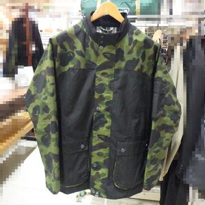 C438T　未使用 BARBOUR Ｘ BAPE 1ST カモ インターナショナル レインジャケット GREEN 迷彩 タグ付き サイズ表記：XL バブアー ベイプ