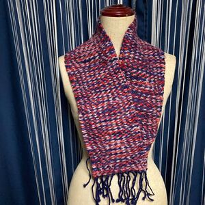 ハンドメイド　手織り　マルチカラー マフラー トリコロール　ウール100% handmade woolen handwoven scarve shawl multi color tricolore