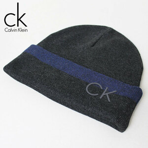 新品 Calvin Klein カルバンクライン ロゴニット帽 チャコール