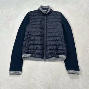 MONCLER ハイブリッドダウン ネイビー L ジップ モンクレール 切替 ダウン スウェット ライン 異素材 ドッキング 人気 春 秋 冬 Lサイズ