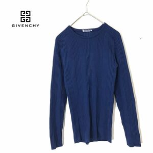 1N2252-N◆ フランス製 vintage Givenchy ジバンシィ リブニットセーター カットソー 薄手 Y2K◆ size0 ネイビー 紺 アクリル系