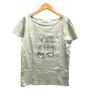 Conture brooch Ｔシャツ カットソー プリント ラインストーン フレアスリーブ 半袖 38 ミントグリーン レディース