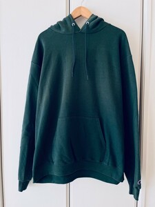 H6036cL Champion ECO AUTHENTIC チャンピオン エコオーセンティック サイズXL スウェットパーカー プルオーバー フード グリーン 古着