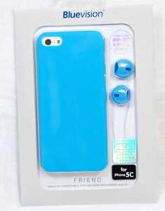 ♣　iPhone5c◆Bluevision イアホンパッド付ハードケース Neon Blue◆992y ♣