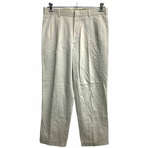 DOCKERS スラックス W34 ドッカーズ タックパンツ リラックスフィット ライトベージュ コットン 古着卸 アメリカ仕入 2403-141