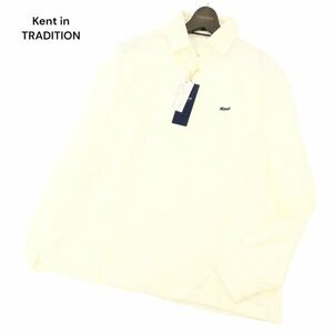 【新品 未使用】 Kent in TRADITION ケント USA製生地 コットン ロゴ 長袖 鹿の子 ポロシャツ Sz.LL メンズ 白 大きいサイズ　C4T02541_3#C