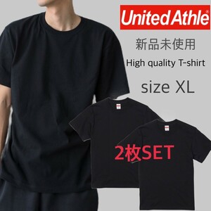 新品 ユナイテッドアスレ 5.6oz ハイクオリティー Tシャツ ブラック 黒 2枚 XLサイズ United Athle 500101 High Quality T-shirt