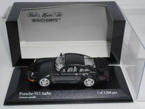 ☆1円始レアPMA-Minichamps ☆ 1/43ポルシェPorsche 911 Turbo 1990 Black metallic　☆231124