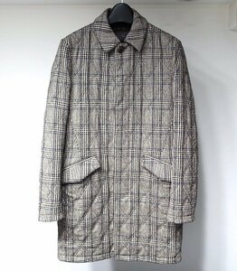 定価40万 極美品 ETRO エトロ ペイズリー柄裏地 ウールカシミヤ キルティング チェック ステンカラーコート 中綿 ラムスキン メンズ 44