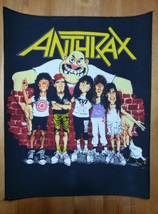 当時物 ANTHRAX プリントバックパッチ ワッペン ヴィンテージ デッドストック / slayer s.o.d metallica