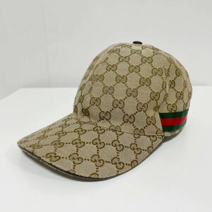 GUCCI グッチ ベースボールキャップ オリジナル GGキャンバス M ベージュ 中古