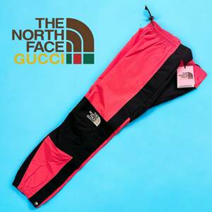 Mサイズ 新品未使用 THE NORTH FACE GUCCI ノースフェイス グッチ 人気 コラボ ツートン カーキ ボトムス 刺繍ロゴ ナイロン レア 正規品