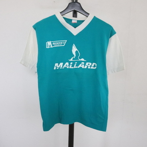 P353 80sビンテージ 半袖プリントTシャツ■1980年代製 XSサイズぐらい グリーン Vネック MALLARD アメカジ 古着 古着卸 激安 希少 検 90s