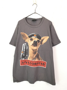 古着 90s USA製 TACOBELL タコベル タコス ファストフード 企業 「VIVA GORDITAS」 チワワ メッセージ Tシャツ L 古着