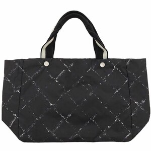 シャネル CHANEL 旧トラベルライン トートバッグ MM 6番台 ハンドバッグ 肩掛け マトラッセ柄 ナイロン A11833 黒 ブラック 0915 レディー