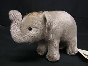 ■極美品■ Steiff シュタイフ BABY ASIAN ELEPHANT ウール50％×シルク50％ ゾウ 象 ぬいぐるみ グレー系×ブラウン系 AV8849