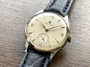 希少 ★ 精工舎 SEIKO セイコー 1940年代 ～ 新10B型 ツートーン文字盤 スモセコ 手巻 動作品 検) ゴールド×シルバーコンビ 鶴マーク