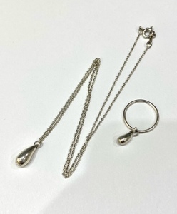 TIFFANY＆Co. ティファニー ティアドロップ 925 エルサペレッティ ネックレス 2.98g チェーン 約41cm / リング 約1.38ｇ ２点セット