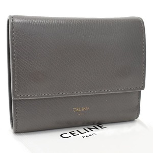 セール 1点限定 セリーヌ スモール トリフォールドウォレット 三つ折り財布 10B573BEL レザー グレー CELINE