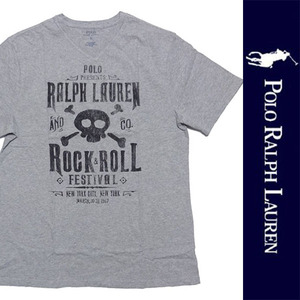 新品 POLO RALPH LAUREN BOYS S/S T-SHIRT ポロ ラルフローレン 長袖 Tシャツ Vネック ボーイズ グレー コットン カットソー XL 正規 80-1