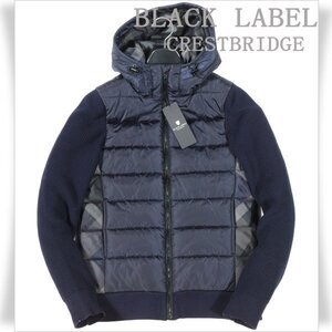 新品1円～★定価5.7万 BLACK LABEL ブラックレーベル クレストブリッジ 中綿 チェックコンビニットブルゾン M ネイビー 防寒◆4003◆