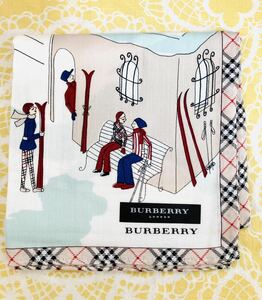 【レア柄】新品/BURBERRY/女の子/ハンカチ/正規品/綿100%/未使用/即決あり/匿名発送/バーバリー/ノバチェック/雪/スキー/マフラー柄