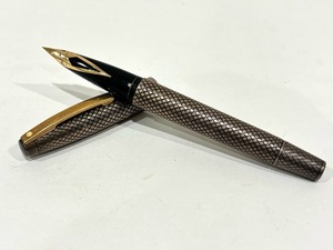 te-050 ★1円～中古品/現状品【SHEAFFER シェーファー】◆ スターリングシルバー 万年筆 ◆シルバー色 ペン先 14K 網目模様 U.S.A