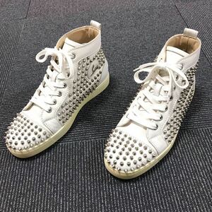 【ルブタン】本物 Louboutin 靴 25cm ルイス スパイク ハイカットシューズ スニーカー スタッズ LOUIS SPIKES レザー メンズ イタリア製 40