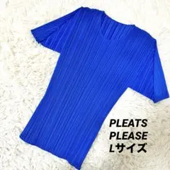 極美品✨PLEATS PLEASE プリーツ　ブルー　半袖　カットソー　Lサイズ