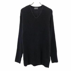 ダナキャランニューヨーク 長袖 Vネック リブ ニット S ブラック系 DKNY DONNA KARAN NEW YORK コットン セーター メンズ