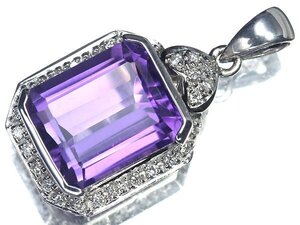 1KK8488S【売り切り】新品【RK宝石】≪Amethyst≫ 極上アメジスト 5.85ct 極上ダイヤモンド K18WG 高級ペンダントヘッド ネックレス ダイヤ