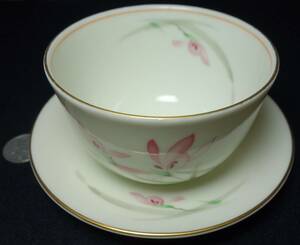 昭和バブル期　上品　薄手　香蘭図　最高峰　薄手煎茶碗セット　茶器　陶磁器研究