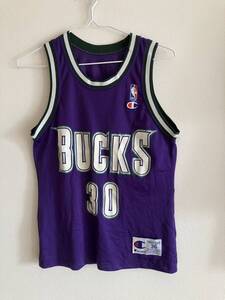 ★即決 ブルー・エドワーズ Theodore BLUE Edwards Milwaukee Bucks Champion レプリカ NBA 90