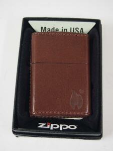 Zippo 革巻き ジッポー ファイヤー 炎 Fire（ブラウン茶）ZFF LBWプレーン