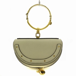 クロエ CHLOE ナイル Nile ハンドバッグ ブレスレットバッグ レザー ゴールド金具 ロゴ 白 アイボリー /FT レディース