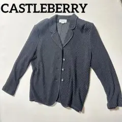 CASTLEBERRY アウター リブ編みジャケット ブラック 透け感