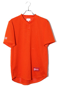 14SS Supreme シュプリーム SIZE:M Baseball Henley ヘンリーネック メッシュ 半袖ベースボールシャツ Orange オレンジ /● メンズ