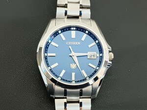 CITIZEN シチズン ザ・シチズン 高精度 エコドライブ 和紙文字盤 AQ4091-56 A060-T027351 ソーラー チタン メンズ 腕時計 中古品 定価39万