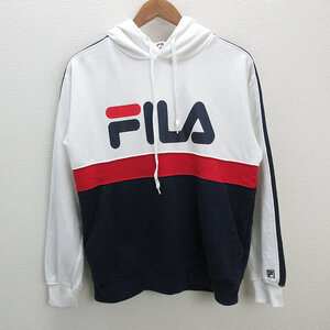 k■フィラ/FILA ビッグロゴプリント プルオーバーパーカ/スウェット【M】MENS■189【中古】